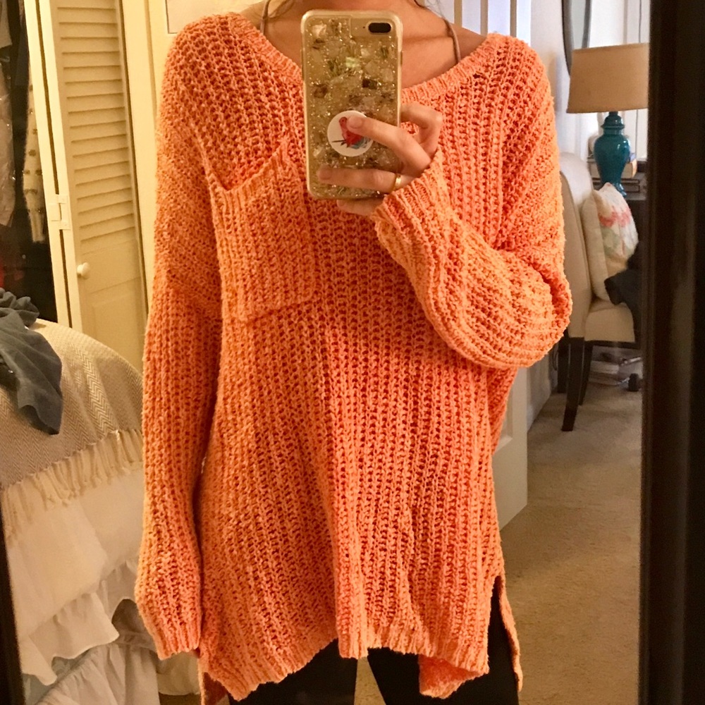 Free people orange light sweater size medium!